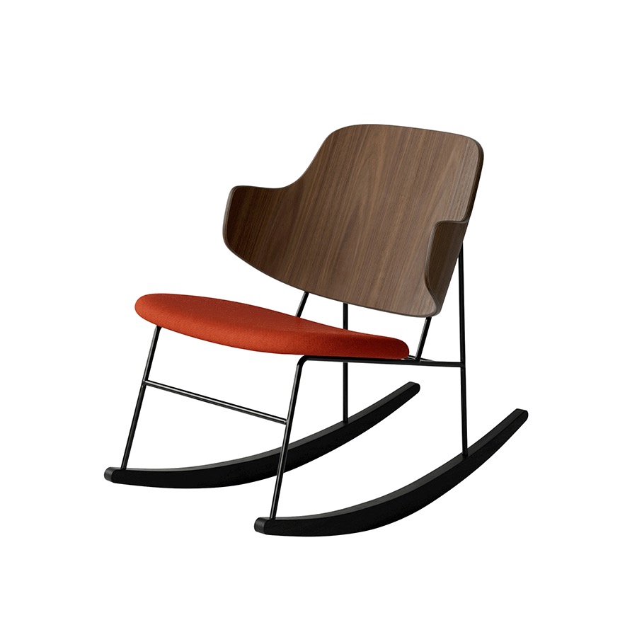 오도 코펜하겐 펭귄 락킹 체어 Penguin Rocking Chair, Seat Upholstered Black/Walnut/Hallingdal600