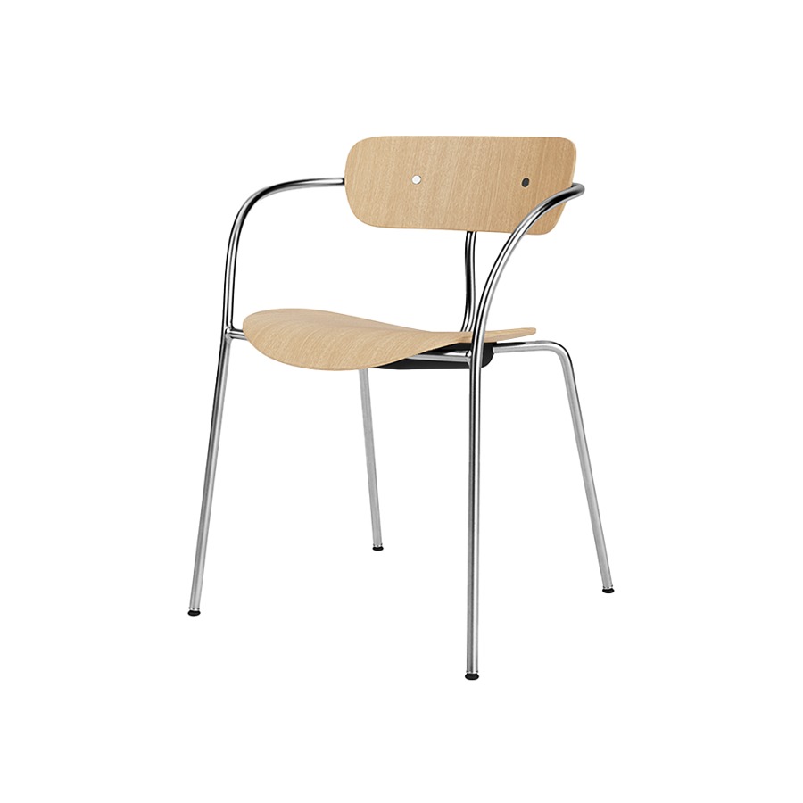앤트레디션 파빌리온 암체어 Pavilion Arm Chair AV2 Chrome/Lacquered Oak/Chrome Fitting